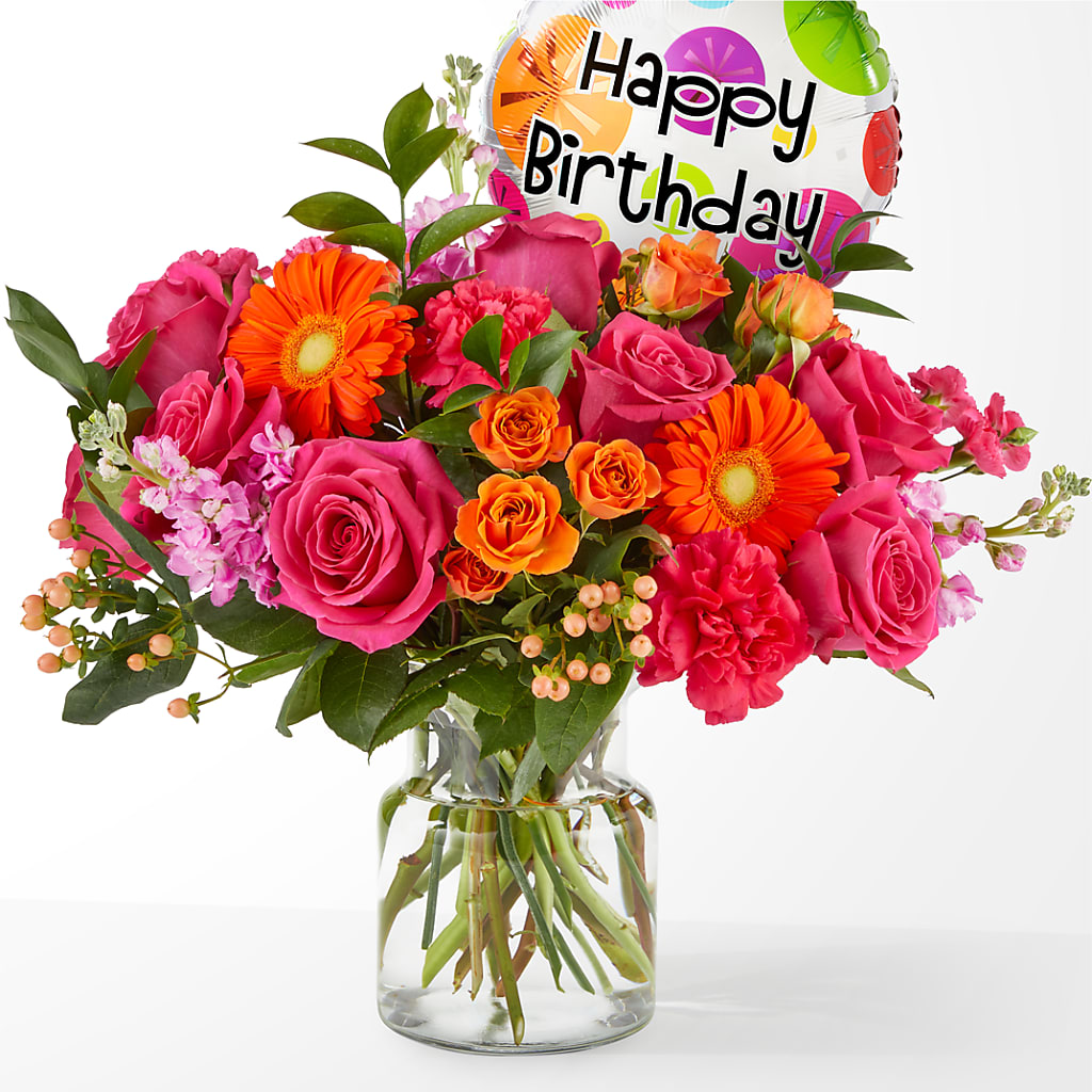 Fiesta Bouquet with Birthday Balloon – RIDLEY'S, Twin Falls ID