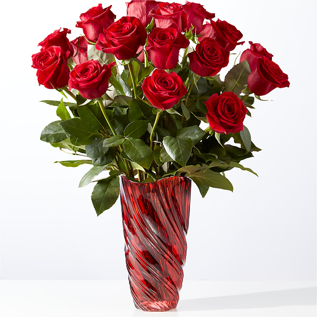Classic Love Red Rose Bouquet with Luxe Swirl Vase – RIDLEY'S, Twin Falls ID